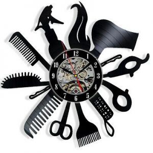 Hairdresser Barber Shop Salon Vinyl Wall Clock Record Gift Decor Sign Feast Day