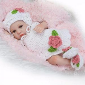 Family Gifts Guide ילדות קטנות 11 אינץ 'סיליקון יילוד תינוקת בובה + מתנת שמלה